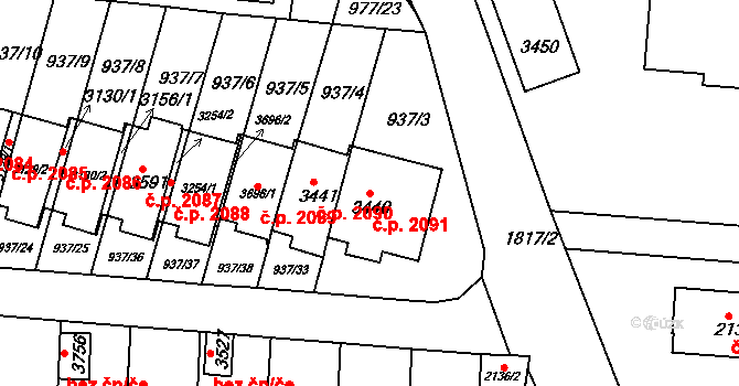 Předměstí 2091, Svitavy na parcele st. 3440 v KÚ Svitavy-předměstí, Katastrální mapa