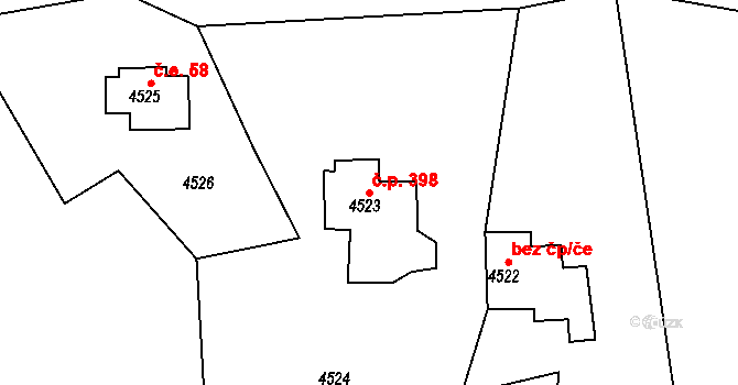 Smržovka 398 na parcele st. 4523 v KÚ Smržovka, Katastrální mapa