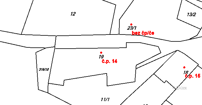 Lipnice 14, Český Rudolec na parcele st. 19 v KÚ Lipnice u Markvarce, Katastrální mapa