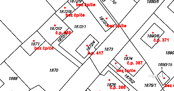 Příbram III 417, Příbram na parcele st. 1872/4 v KÚ Příbram, Katastrální mapa