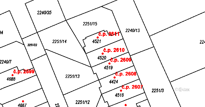 Dvůr Králové nad Labem 2610 na parcele st. 4520 v KÚ Dvůr Králové nad Labem, Katastrální mapa