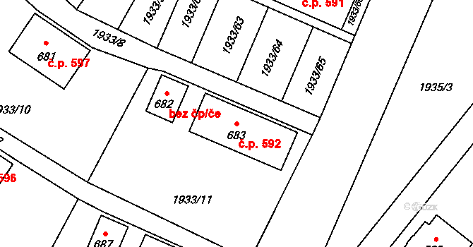 Rtyně v Podkrkonoší 592 na parcele st. 683 v KÚ Rtyně v Podkrkonoší, Katastrální mapa