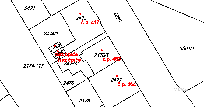Předměstí 463, Opava na parcele st. 2476/1 v KÚ Opava-Předměstí, Katastrální mapa