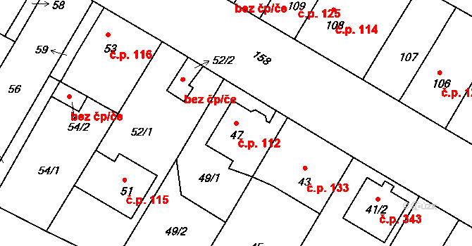 Radčice 112, Plzeň na parcele st. 47 v KÚ Radčice u Plzně, Katastrální mapa