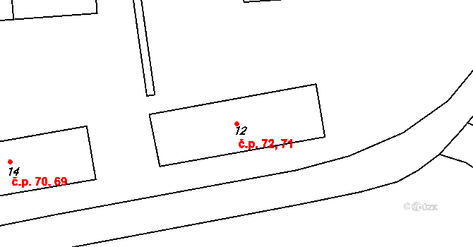 Habartov 71,72 na parcele st. 12 v KÚ Habartov, Katastrální mapa