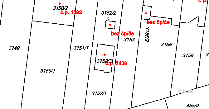 České Budějovice 7 2136, České Budějovice na parcele st. 3152/3 v KÚ České Budějovice 7, Katastrální mapa
