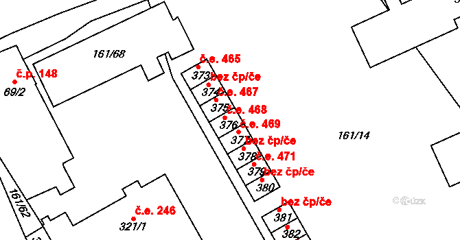 Hrádek na Vlárské dráze 468, Slavičín na parcele st. 376 v KÚ Hrádek na Vlárské dráze, Katastrální mapa