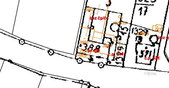 Jaroměřice 485 na parcele st. 388/2 v KÚ Jaroměřice, Katastrální mapa