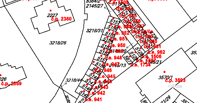 Hodonín 948 na parcele st. 5152 v KÚ Hodonín, Katastrální mapa
