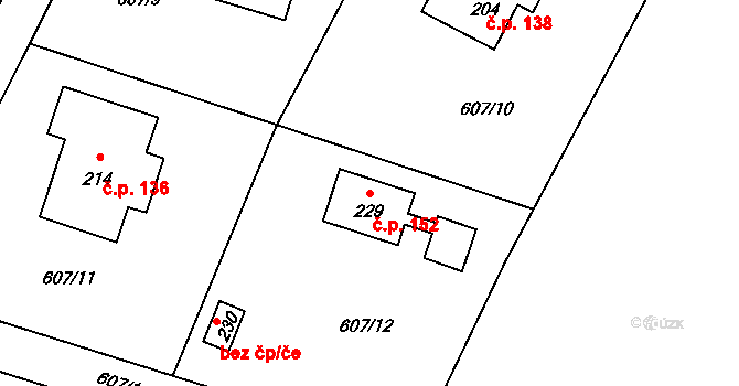 Žizníkov 152, Česká Lípa na parcele st. 229 v KÚ Žizníkov, Katastrální mapa