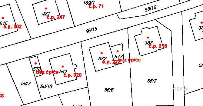 Čechtice 222 na parcele st. 382 v KÚ Čechtice, Katastrální mapa