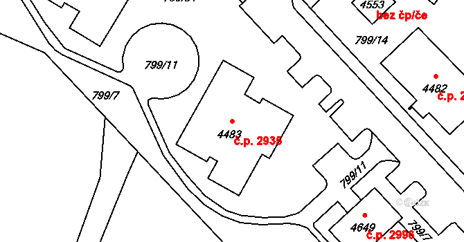 Zábřeh 2935, Ostrava na parcele st. 4483 v KÚ Zábřeh nad Odrou, Katastrální mapa