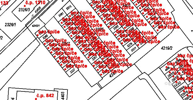 Brno 39483240 na parcele st. 3366 v KÚ Komín, Katastrální mapa