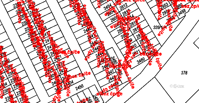 Třinec 40211240 na parcele st. 2444 v KÚ Lyžbice, Katastrální mapa