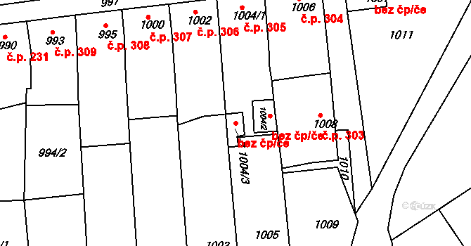 Vlčnov 41073240 na parcele st. 1004/3 v KÚ Vlčnov, Katastrální mapa