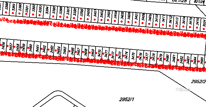 Brno 41322240 na parcele st. 3471 v KÚ Slatina, Katastrální mapa