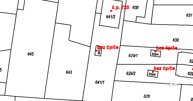 Bohumín 43156240 na parcele st. 641/3 v KÚ Skřečoň, Katastrální mapa