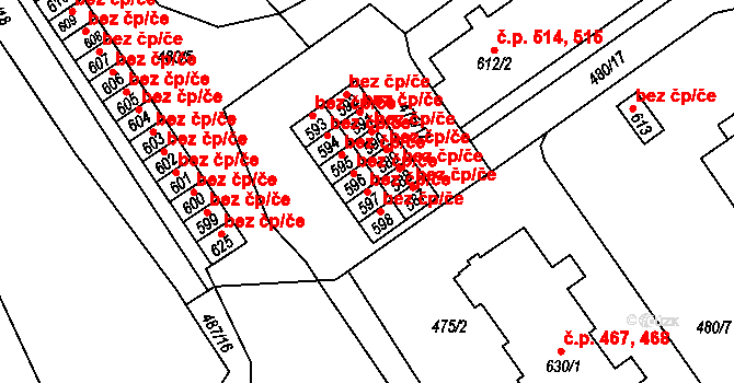 Borohrádek 44238240 na parcele st. 597 v KÚ Borohrádek, Katastrální mapa