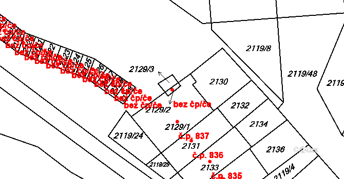 Brno 45598240 na parcele st. 2129/2 v KÚ Maloměřice, Katastrální mapa