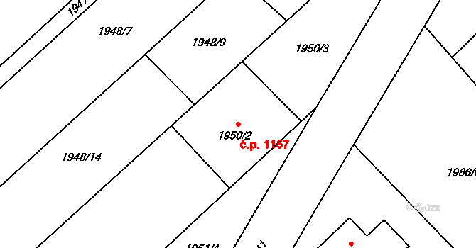 Hlučín 1157 na parcele st. 1950/2 v KÚ Hlučín, Katastrální mapa
