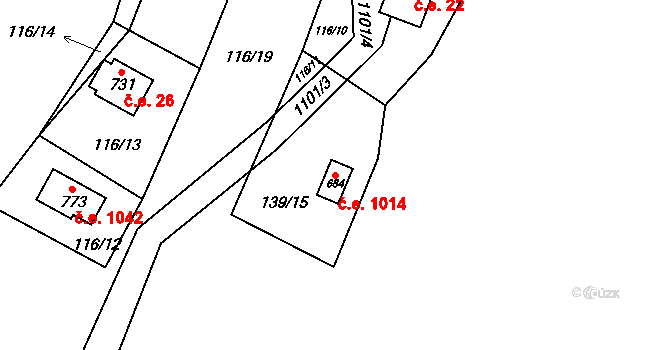 Dolní Lhota 1014 na parcele st. 684 v KÚ Dolní Lhota u Ostravy, Katastrální mapa