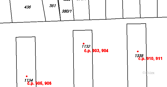 Bojkovice 903,904 na parcele st. 1132 v KÚ Bojkovice, Katastrální mapa