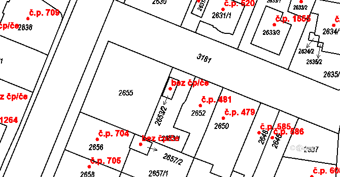Plzeň 48150240 na parcele st. 2653/2 v KÚ Bolevec, Katastrální mapa