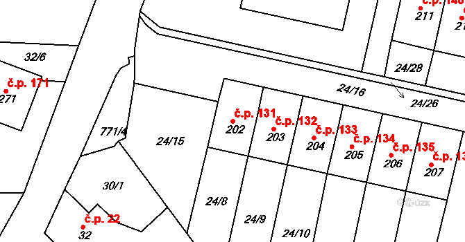 Semice 131, Písek na parcele st. 202 v KÚ Semice u Písku, Katastrální mapa