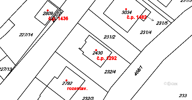 Neratovice 1292 na parcele st. 2430 v KÚ Neratovice, Katastrální mapa