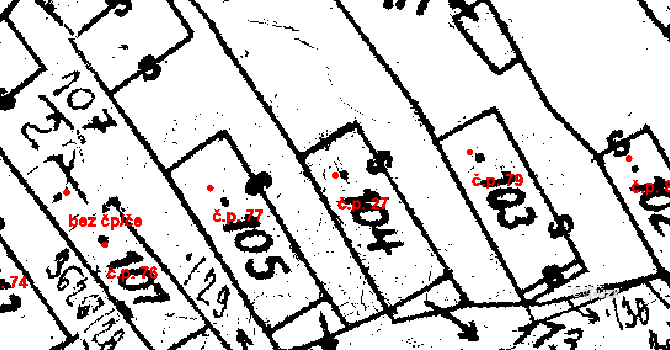 Chodská Lhota 27 na parcele st. 104 v KÚ Chodská Lhota, Katastrální mapa