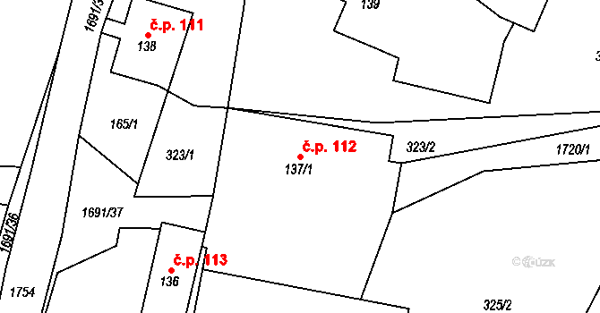 Ruprechtice 112, Meziměstí na parcele st. 137/1 v KÚ Ruprechtice u Broumova, Katastrální mapa