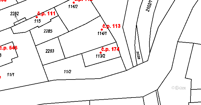 Svitávka 174 na parcele st. 113/2 v KÚ Svitávka, Katastrální mapa
