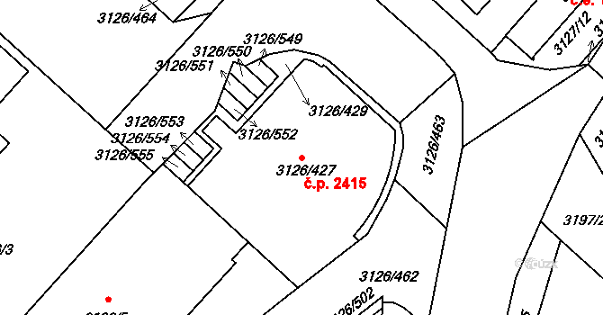 Pelhřimov 2415 na parcele st. 3126/427 v KÚ Pelhřimov, Katastrální mapa