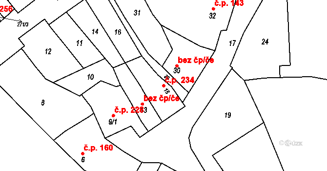 Borkovany 234 na parcele st. 15 v KÚ Borkovany, Katastrální mapa
