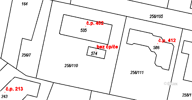 Braškov 101029241 na parcele st. 574 v KÚ Braškov, Katastrální mapa