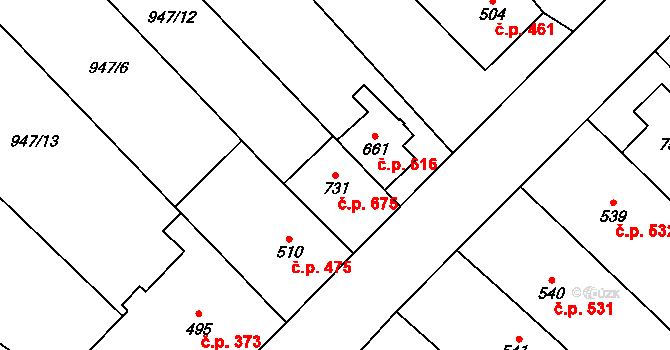 Kvasice 675 na parcele st. 731 v KÚ Kvasice, Katastrální mapa