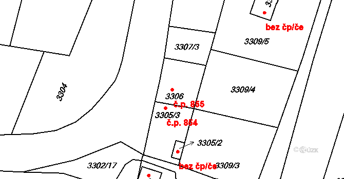 Holešov 855 na parcele st. 3306 v KÚ Holešov, Katastrální mapa