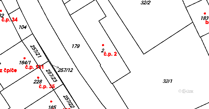 Hluchov 2 na parcele st. 2 v KÚ Hluchov, Katastrální mapa