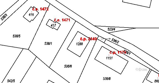 Ládví 2140, Kamenice na parcele st. 1288 v KÚ Ládví, Katastrální mapa