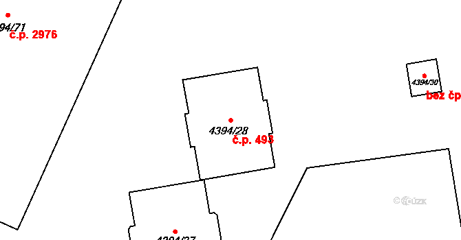 Přerov I-Město 493, Přerov na parcele st. 4394/28 v KÚ Přerov, Katastrální mapa
