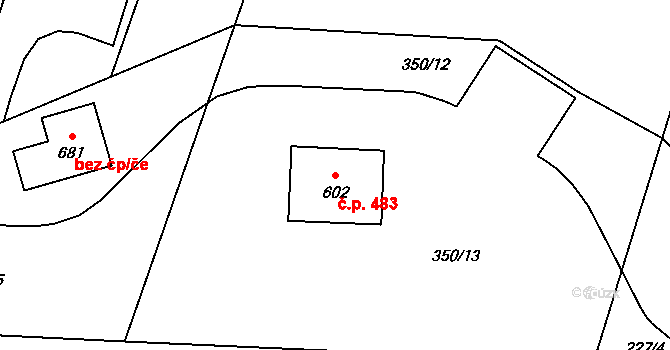 Libice nad Cidlinou 483 na parcele st. 602 v KÚ Libice nad Cidlinou, Katastrální mapa