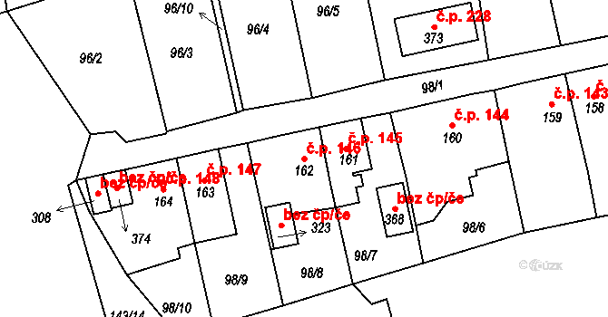 Mokřiny 146, Aš na parcele st. 162 v KÚ Mokřiny, Katastrální mapa