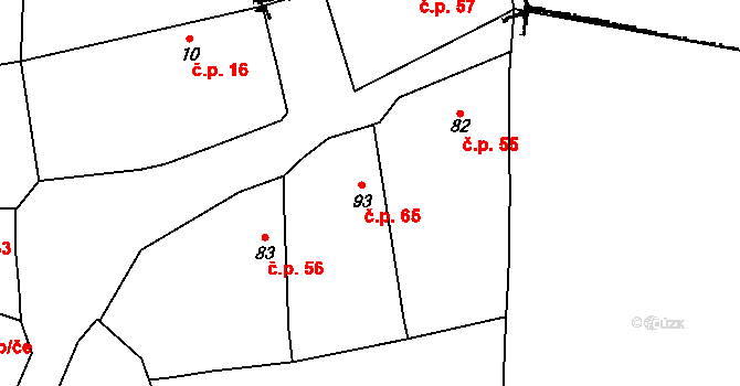 Pňov 65, Pňov-Předhradí na parcele st. 93 v KÚ Pňov, Katastrální mapa