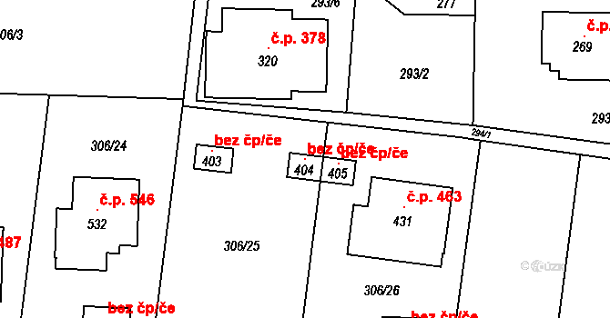 Tuchoměřice 121714241 na parcele st. 404 v KÚ Tuchoměřice, Katastrální mapa