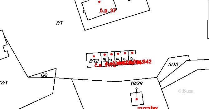 Pístov 346, Jihlava na parcele st. 6/1 v KÚ Pístov u Jihlavy, Katastrální mapa