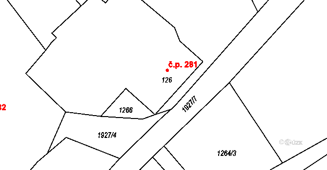 Konská 281, Třinec na parcele st. 126 v KÚ Konská, Katastrální mapa