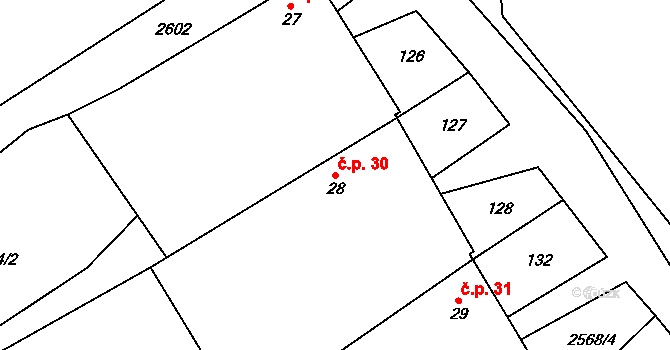 Sedlejov 30 na parcele st. 28 v KÚ Sedlejov, Katastrální mapa