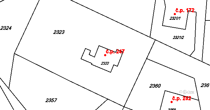 Horní Těrlicko 247, Těrlicko na parcele st. 2322 v KÚ Horní Těrlicko, Katastrální mapa