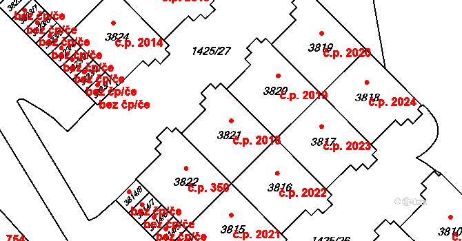 Šumperk 2018 na parcele st. 3821 v KÚ Šumperk, Katastrální mapa