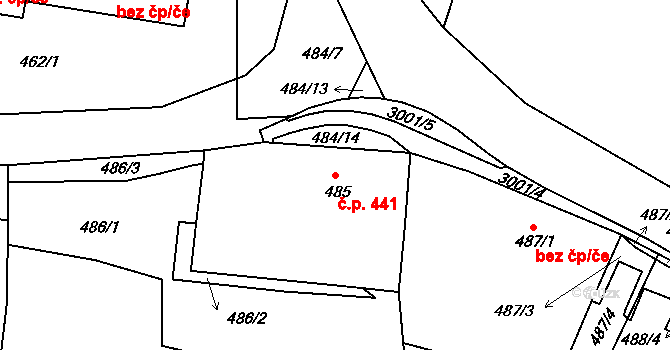 Tachov 441 na parcele st. 485 v KÚ Tachov, Katastrální mapa